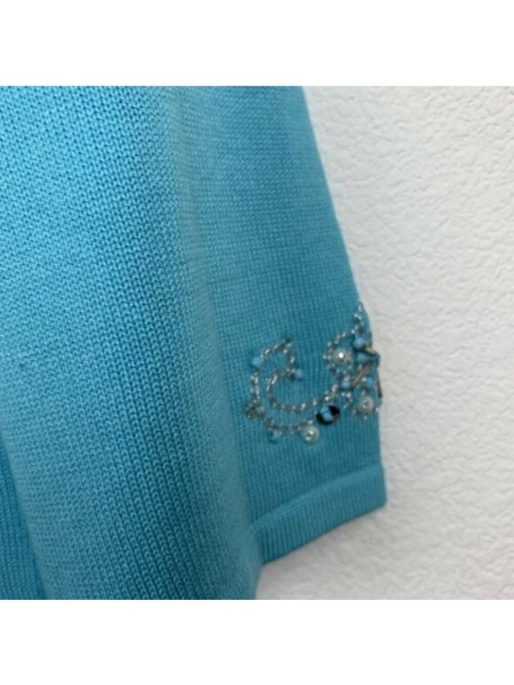 ✨3/$30  Quacker Factory S Blue Snowflake Winter Holidays Embellished Sweater Top - Picture 5 of 6